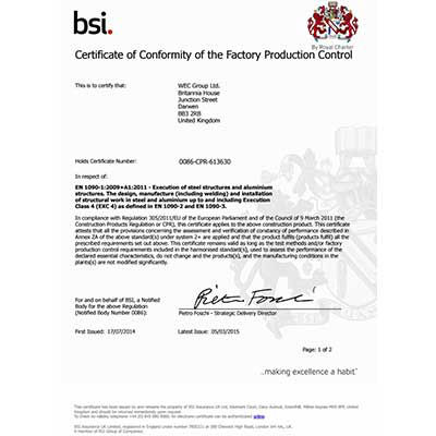 BS EN 1090 Certificate