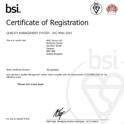 bsi quality management certificate